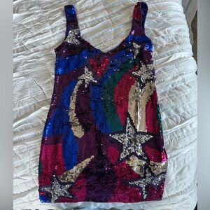 Sequin Star And Heart Mini Dress